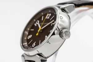 Louis Vuitton Tambour 34mm Brown Leather RC8730 Circa 2000s