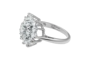 9ct White Gold Cluster Design Diamond Ring 1.17ct 4.7g