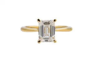 18ct Yellow Gold LAB Diamond Emerald Engagement Ring 1.83ct IGI Certified