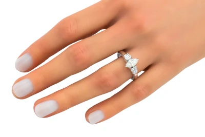 14ct White Gold Marquise & Baguettes Engagement Ring 1.00ct