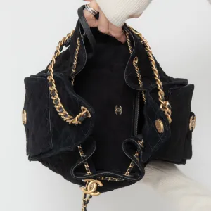 Chanel 25 Medium Black Suede Hobo Bag 2025