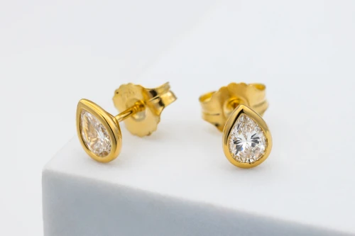 Gold Plated Sterling Silver Lab Grown Pear Cut Diamond Stud Earrings 1.04ct