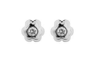 18ct White Gold Flower Diamond Studs 0.20ct 3.9g