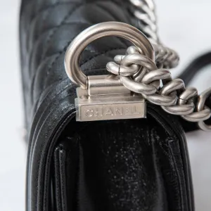 Chanel Black Caviar Quilted Small Boy Messenger Bag