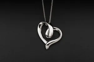 9ct White Gold Single Diamond Heart Pendant Necklace 0.15ct