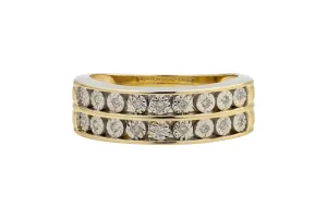 9ct Yellow Gold Double Row Diamond Wedding Band 0.07ct