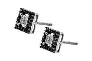 9ct White Gold Black & White Diamond Stud Earrings 0.35ct 2g