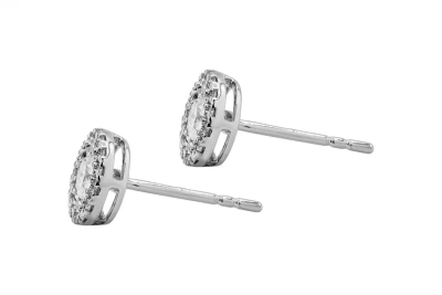 9ct White Gold Diamond Halo Stud Earrings 0.88ct