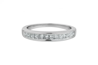 14ct White Gold Channel Set Princess Cut Eternity Wedding Band 0.65ct