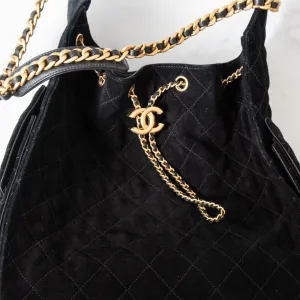 Chanel 25 Medium Black Suede Hobo Bag 2025