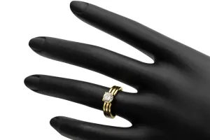 9ct Yellow Gold Triple Band Diamond Engagement Ring 0.72ct