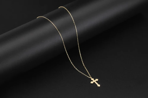 14ct Yellow Gold Cross Necklace 17"