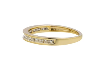 9ct Yellow Gold Channel Set Princess Cut Eternity Wedding Band 0.25ct