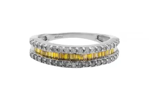9ct White & Yellow Gold Baguette And Brilliant Cut Diamond Ring  0.50ct
