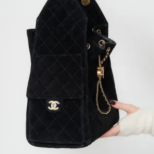 Chanel 25 Medium Black Suede Hobo Bag 2025