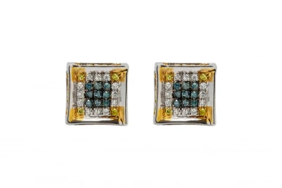 9ct White & Yellow Gold Diamond Stud Earrings  1.5g