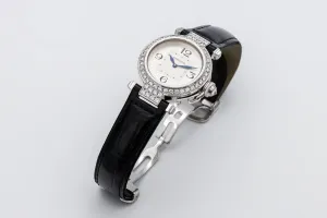 Cartier Pasha 32mm 18ct White Gold Black Leather WJ11924G/2813 Circa 2015