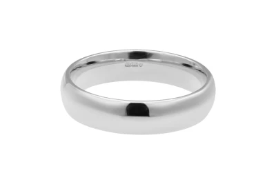 9ct White Gold D-Shape Wedding Band