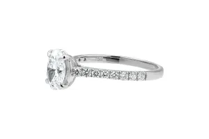 18ct White Gold Oval Lab Diamond Engagement Ring 1.04ct IGI Certified