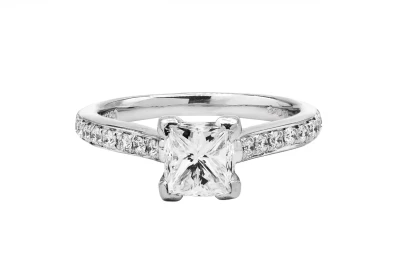 Platinum Princess Cut Diamond Engagement Ring 1.12ct H VS1 IGI Certified