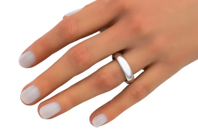 9ct White Gold D-Shape Wedding Band