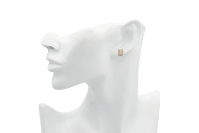 9ct Yellow Gold Baguette & Round Diamond Stud Earrings 0.71ct