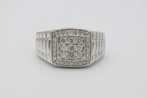 14ct White Gold President Design Diamond Ring 0.80ct 9.3g