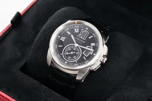 Cartier Calibre De Cartier 42mm Black Leather W7100014/3299 Circa 2011