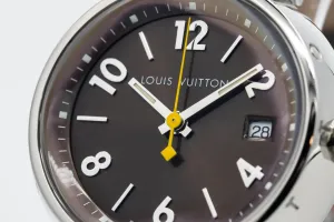 Louis Vuitton Tambour 34mm Brown Leather RC8730 Circa 2000s
