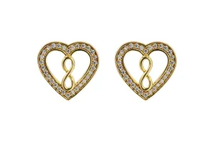 9ct Yellow Gold Heart Cubic Zirconia Stud Earrings 2.2g