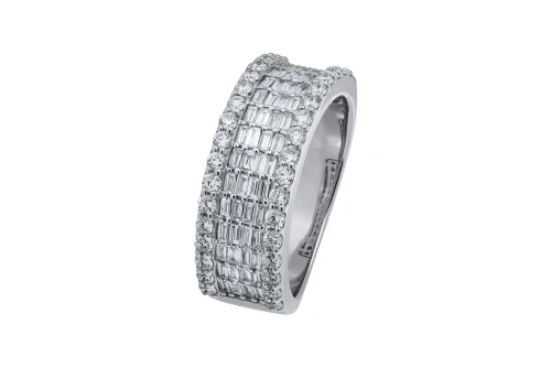 18ct White Gold Baguette Diamond Mens Ring 1.48ct
