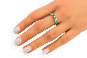 18ct White Gold Diamond & Emerald Eternity Band 0.15ct