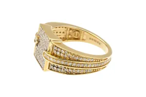 9ct Yellow Gold Square Diamond Mens Ring 0.90ct 5.5g