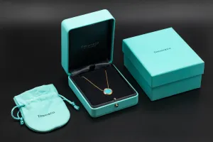 Tiffany & Co Diamond & Turquoise Circle Pendant Necklace 0.05ct