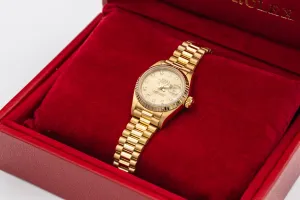 Rolex Lady DateJust 26mm 18ct Yellow Gold Presidential 69178 1993