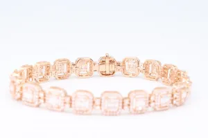 18ct Rose gold Baguette & Brilliant cut VS diamond Bracelet