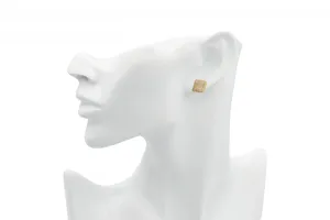 9ct Yellow Gold Cubic Zirconia Square Cluster Stud Earrings 2.2g