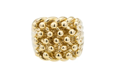 9ct Yellow Gold Solid 5 Row Keeper Ring  28.9g