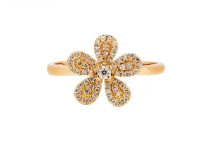18ct Rose Gold Diamond Flower Ring 0.32ct 2.6g