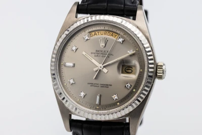 Rolex Day-Date 36mm Black Leather 18ct White Gold 1803 1874