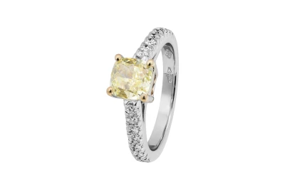 18ct White Gold Natural Fancy Yellow Diamond Ring 1.40ct VS1 GIA Certified