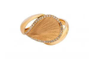 Annamaria Cammilli 18ct Natural Beige Gold & Diamond Goccia Ring 0.11ct