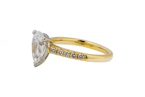 18ct Yellow Gold Platinum Gallery Pear Lab Diamond Engagement Ring 1.58ct IGI Certified