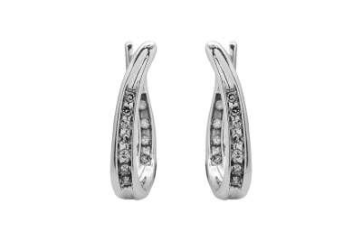 9ct White Gold Diamond Huggie Earrings 2.5g
