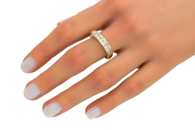 18ct Yellow Gold Channel Set Princess Cut Eternity Wedding Band 1.00ct 4.1g