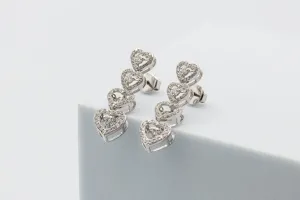 18ct White Gold Lab Diamond Heart Necklace & Earrings Set 3.85ct & 1.36ct