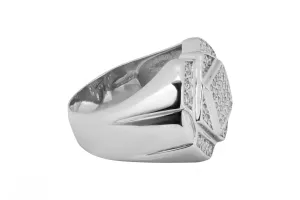 9ct White Gold Diamond Mens Ring 0.98ct