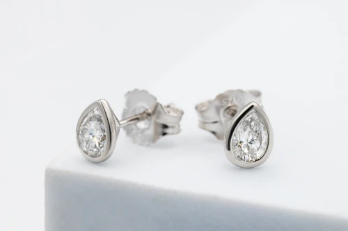 Sterling Silver Lab Grown Pear Cut Diamond Stud Earrings 1.04ct