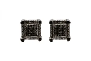 9ct White Gold Black Diamond Black Plated Stud Earrings 0.45ct 2g