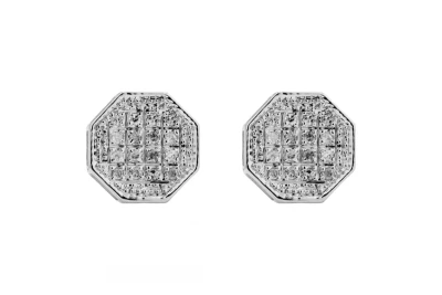 9ct White Gold Diamond Octagon Stud Earrings 0.9g